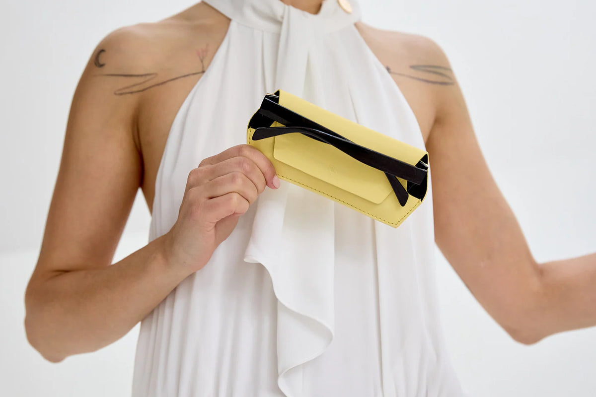 Fox & Leo Glasses Case - Yellow Leather