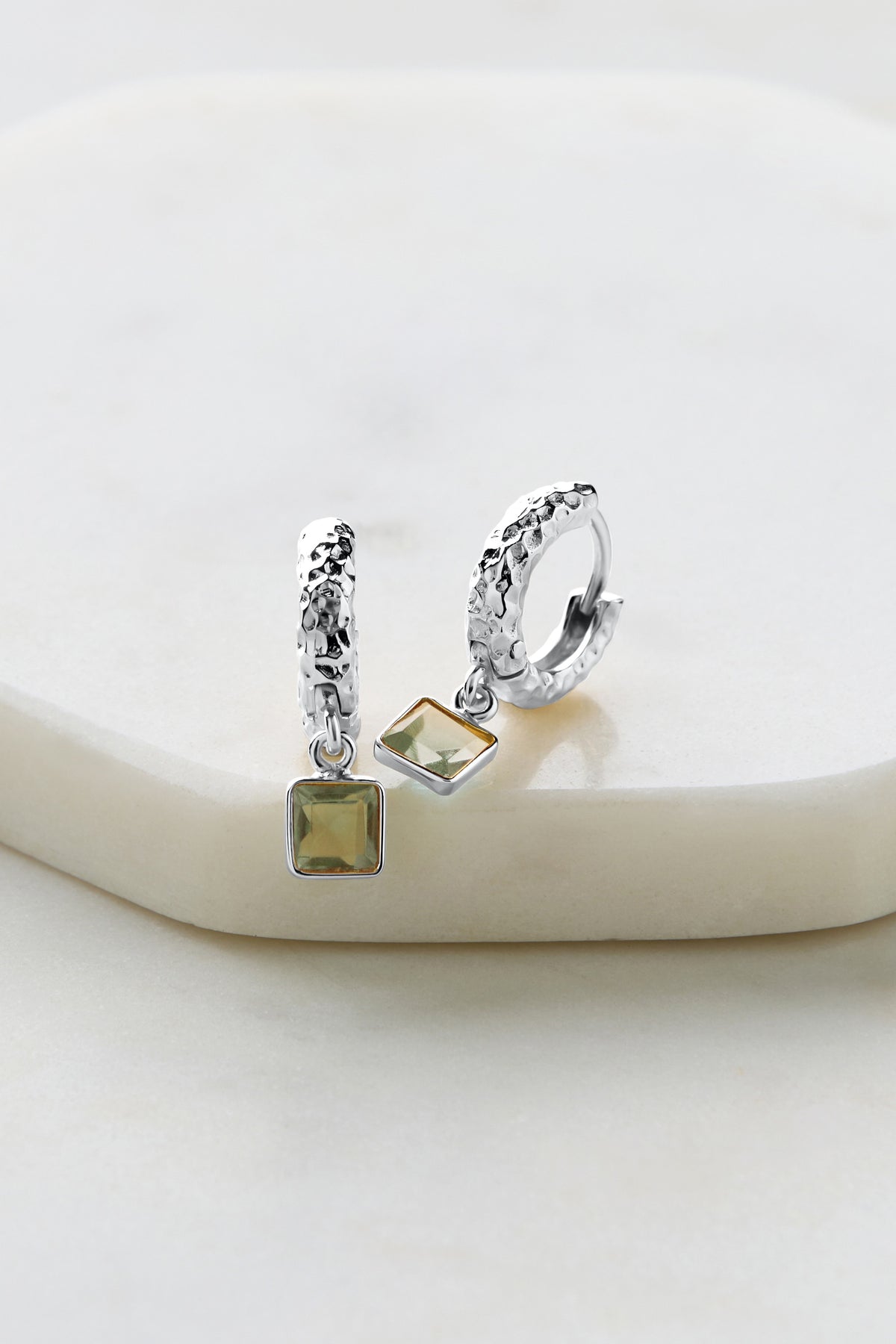 Mikayla Hoop - Silver - Green Amethyst
