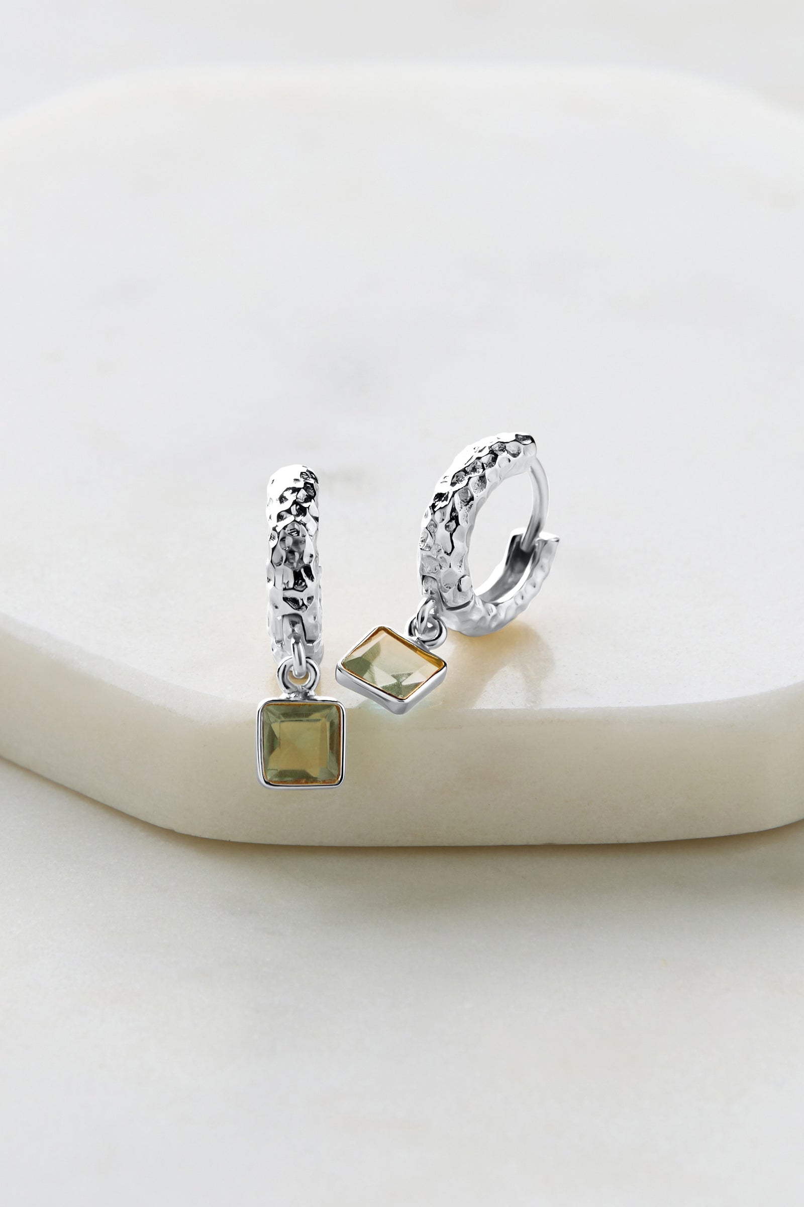 Mikayla Hoop - Silver - Green Amethyst