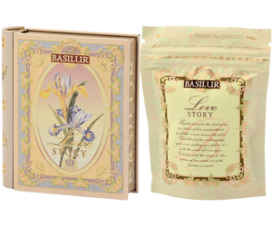 'BASILUR' Love Story II - Mini Tea Book - Almond and Rose Black and Green Tea - 5 Pyramid Tea Bags