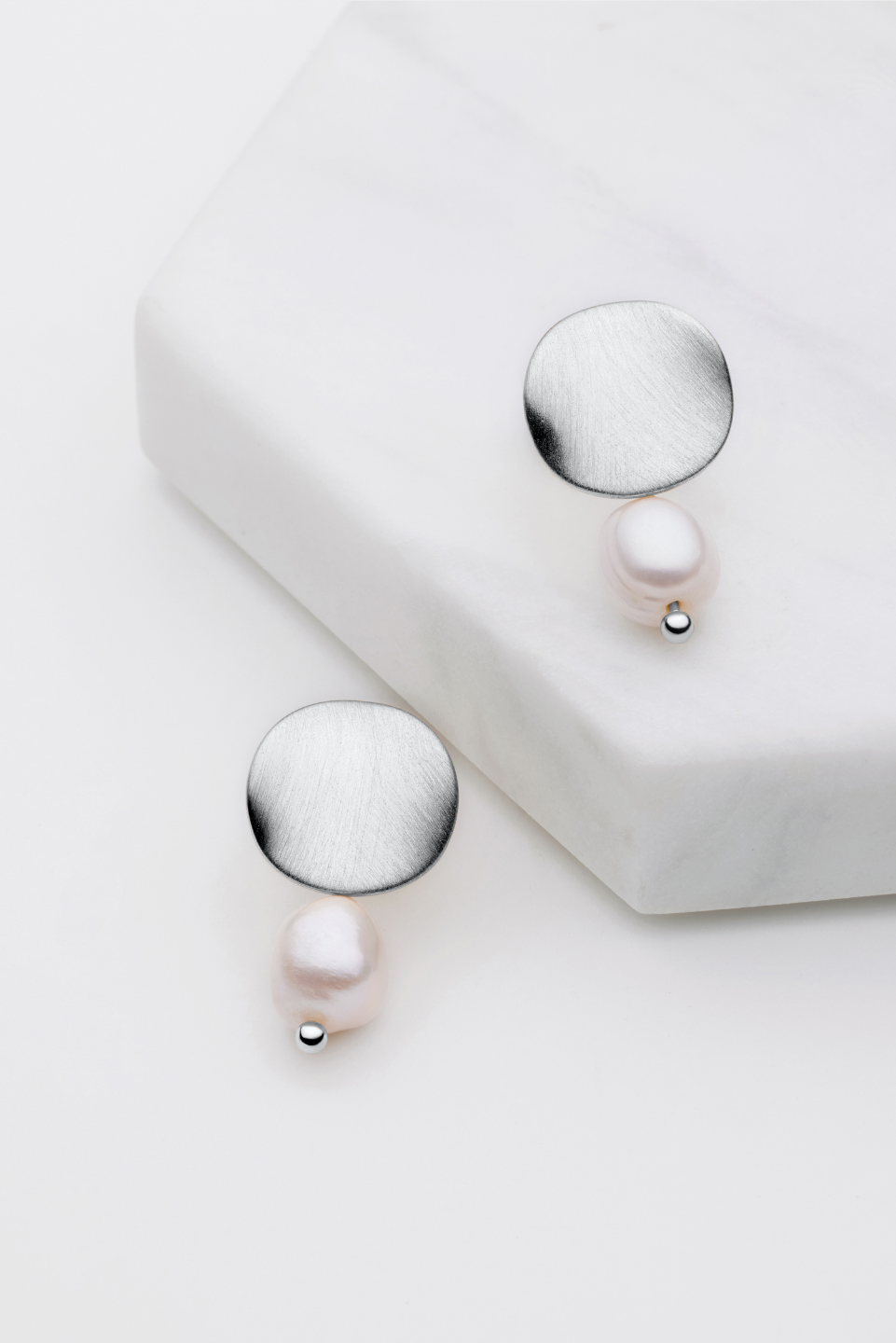 Hazel Brushed Earring - Silver - Earrings