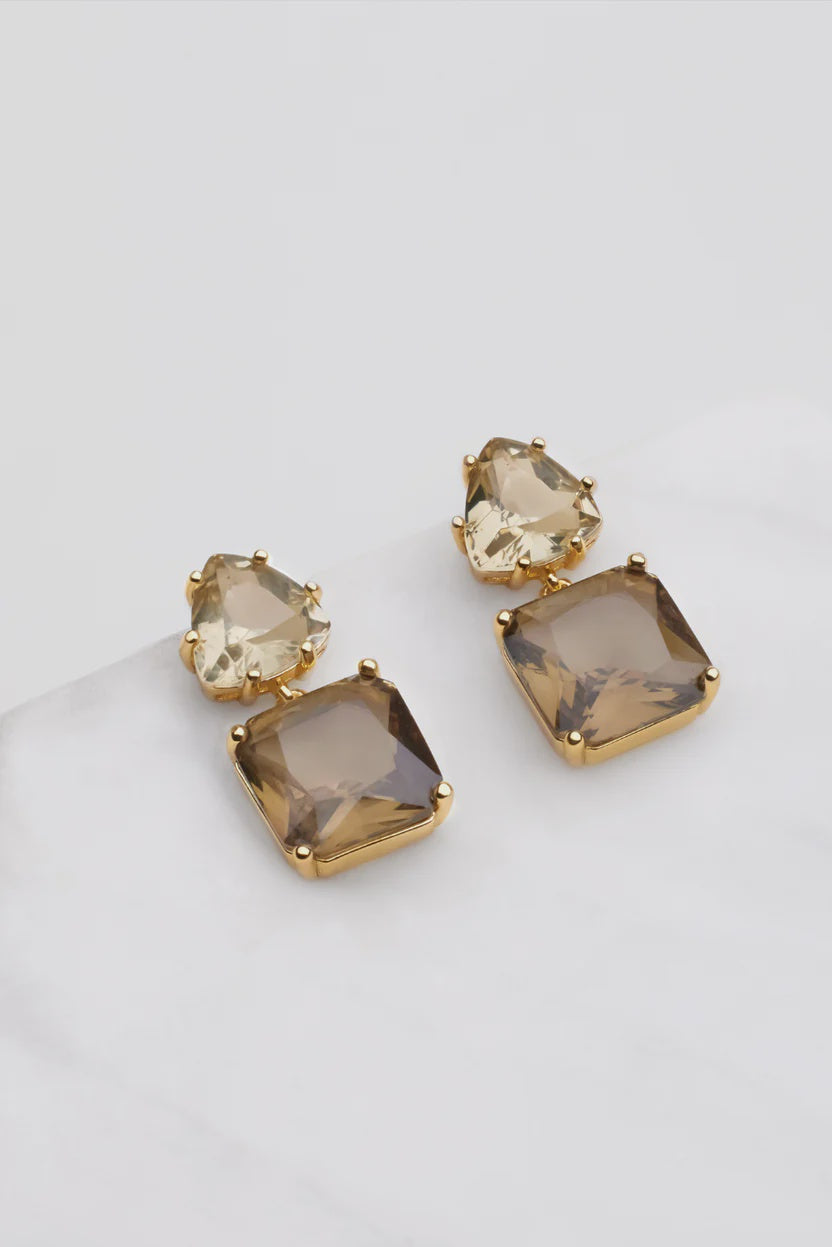 Faith Crystal Earrings - Olive