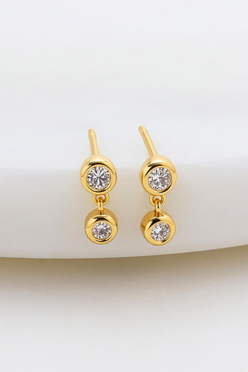 Amy Earring - Clear - Gold - Earrings