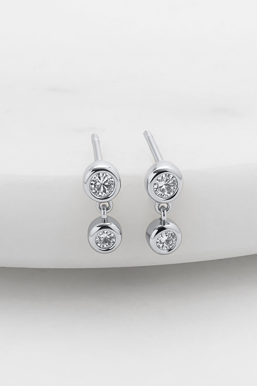 Amy Earring - Clear - Silver - Earrings