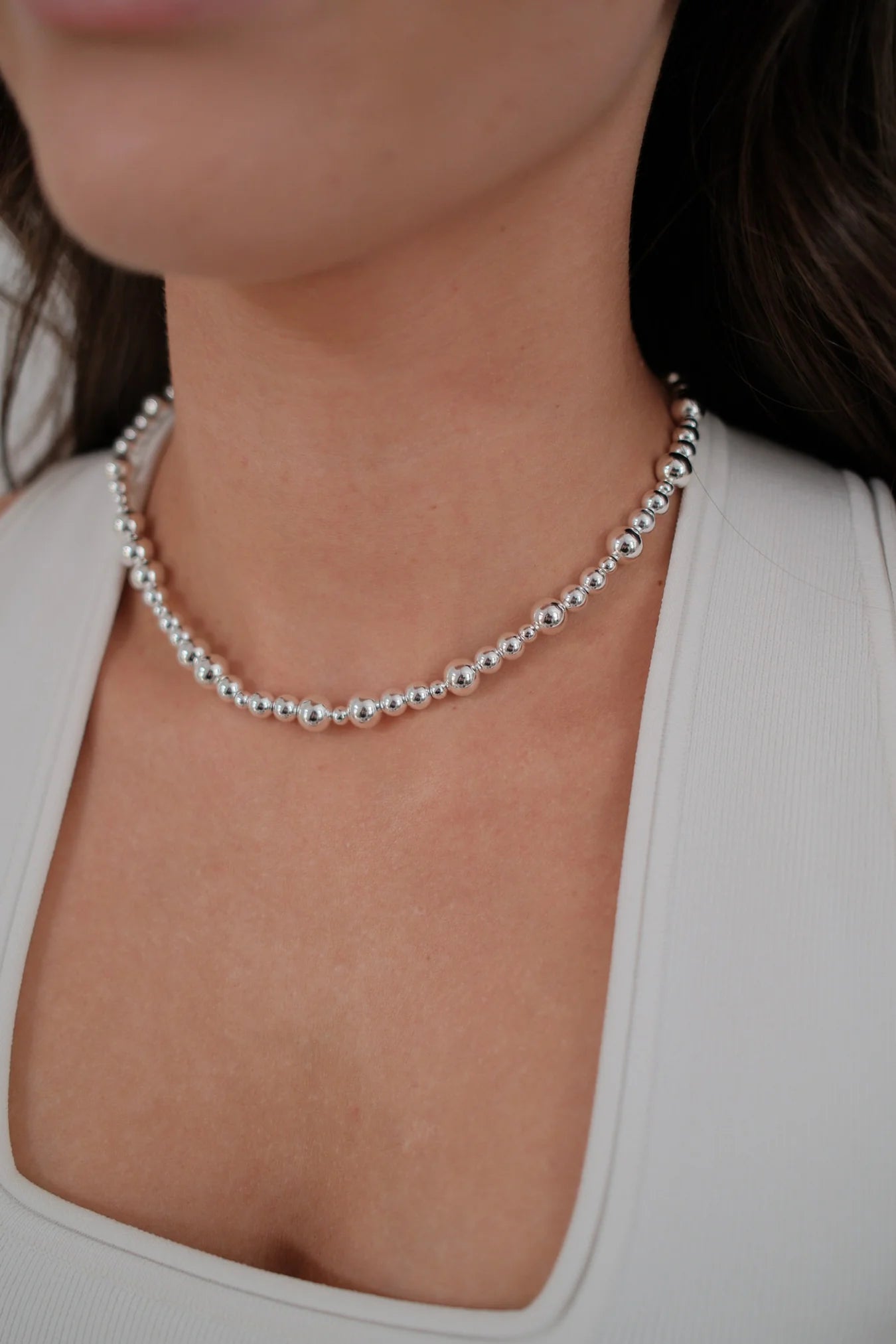ZAFINO Naomi Necklace Silver beaded