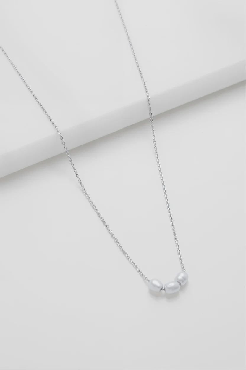 Mini Pearl Necklace- Silver