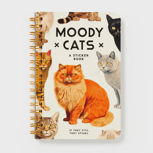 Brass Monkey Moody Cats Sticker Book Sticker book cover with cats and 'Moody Cats' 