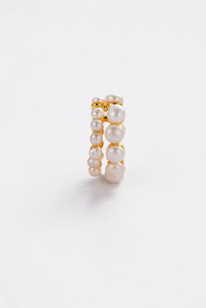 ZAFINO Luna Pearl Ear Cuff Gold hoop earring with pearl-like bead