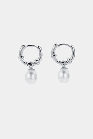 ZAFINO Tessa Pearl Hoop Silver hoop earrings with pearl beads 7789