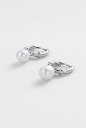 ZAFINO Tessa Pearl Hoop Silver hoop earrings with pearl beads 7789