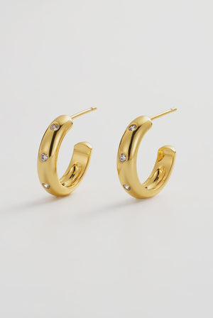 7798 Talia Hoop - Gold hoop earrings with small diamonds