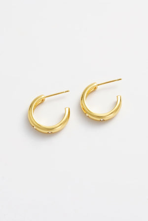 7798 Talia Hoop - Gold hoop earrings with small diamonds