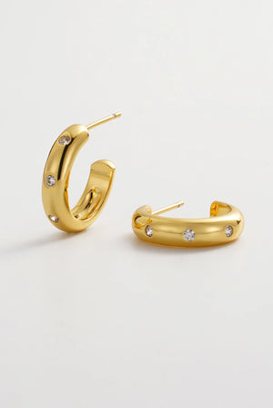 7798 Talia Hoop - Gold hoop earrings with small diamonds
