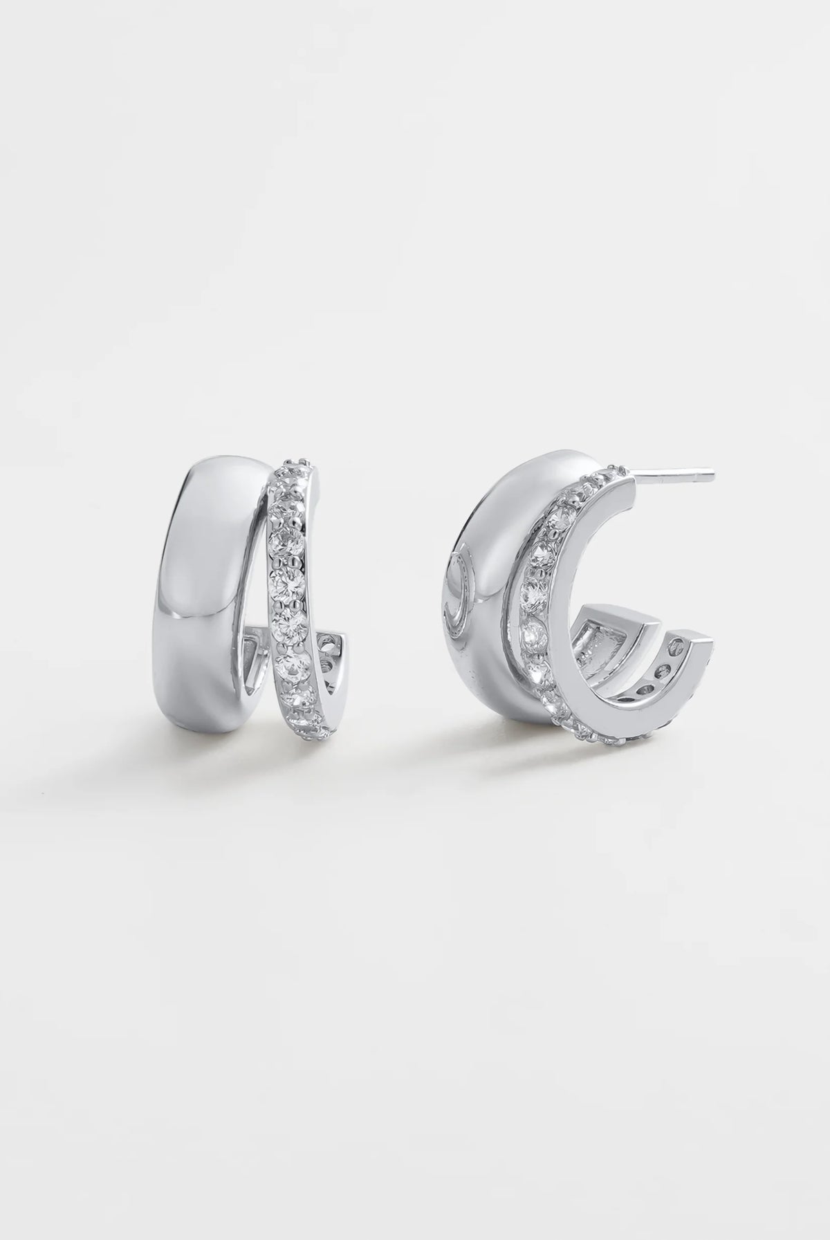 ZAFINO Zoe Hoop Silver hoop earrings with embedded stones 7807