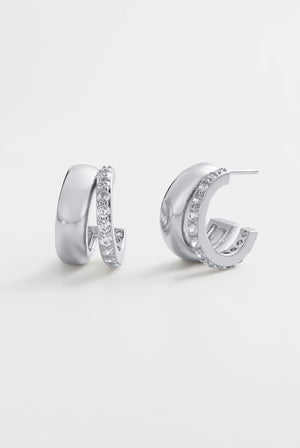 ZAFINO Zoe Hoop Silver hoop earrings with embedded stones 7807
