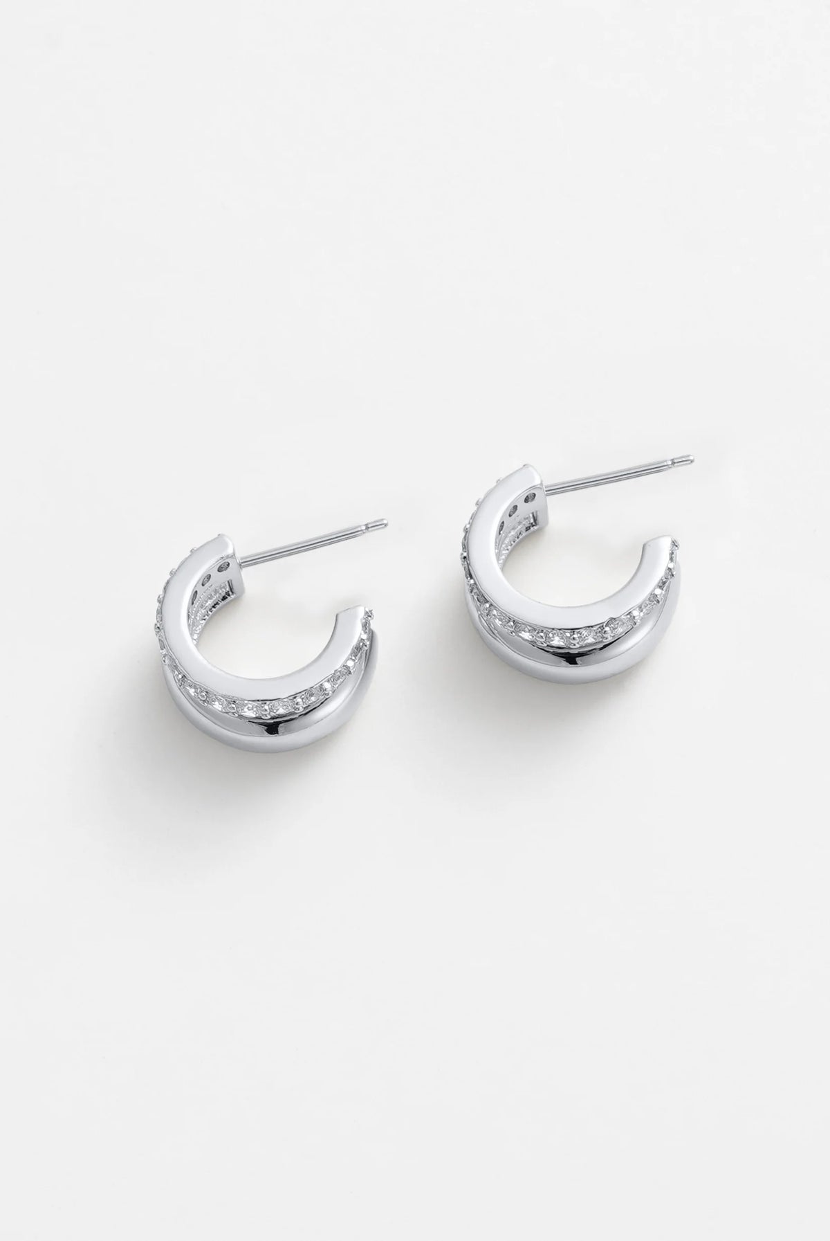 ZAFINO Zoe Hoop Silver hoop earrings with embedded stones 7807