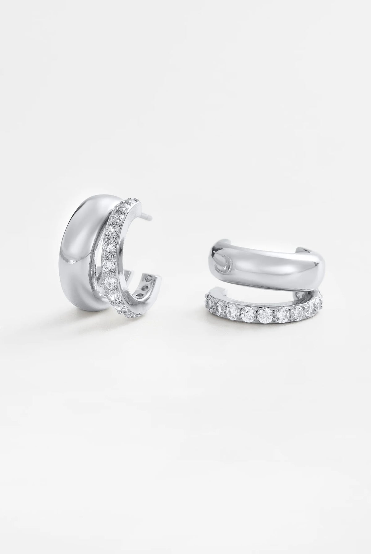 ZAFINO Zoe Hoop Silver hoop earrings with embedded stones 7807