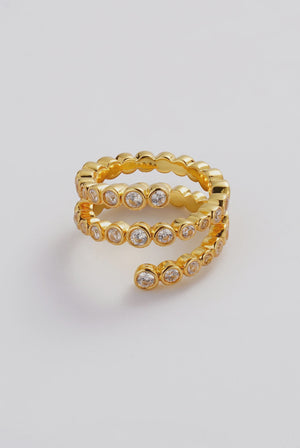ZAFINO Zoe Ring Gold with embedded crystals