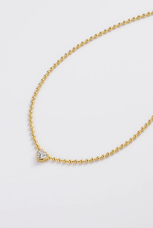 ZAFINO 7842 Amor Necklace Gold beaded necklace with a heart-shaped crystal pendant