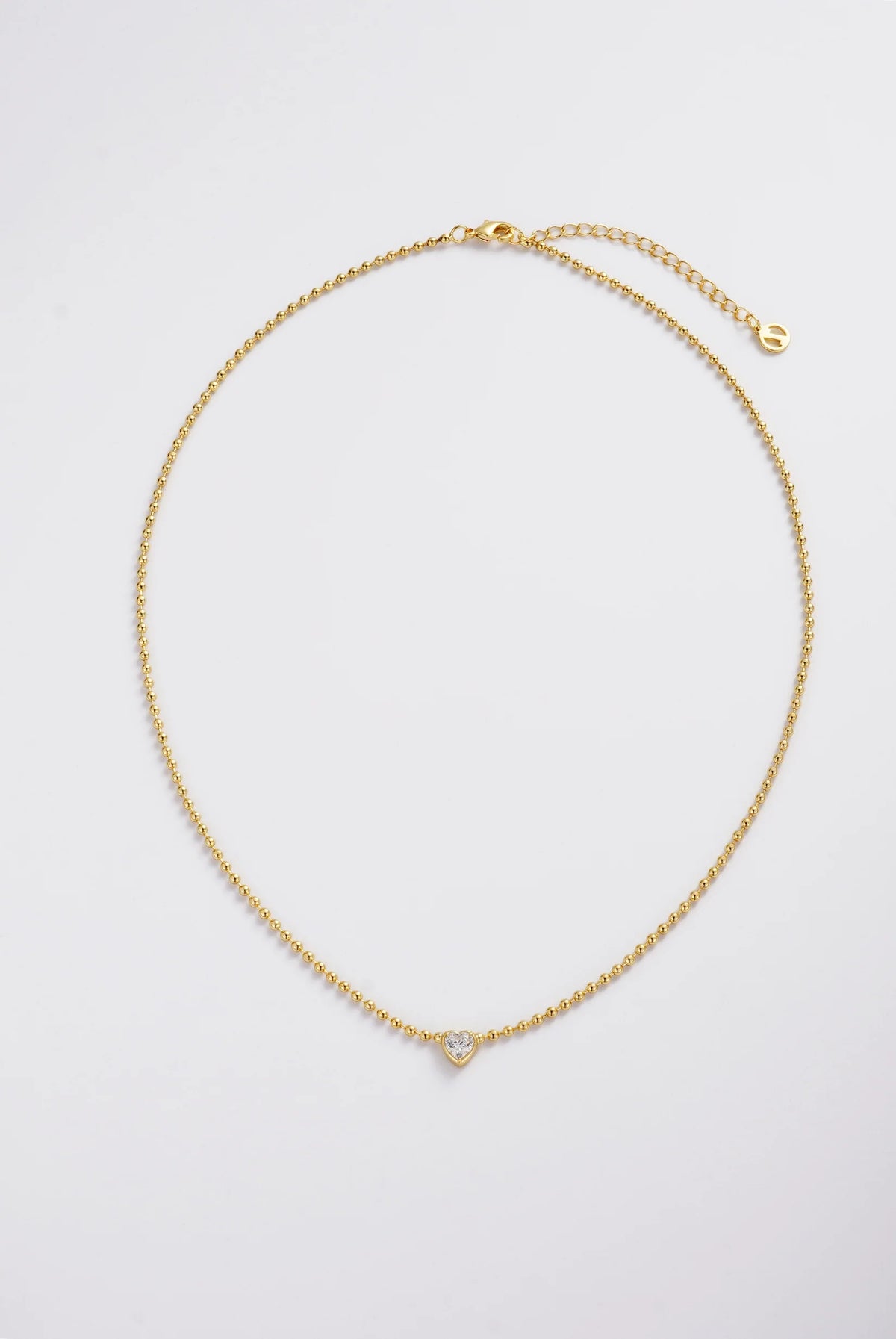 ZAFINO 7842 Amor Necklace Gold beaded necklace with a heart-shaped crystal pendant