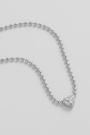 ZAFINO 7843 Amor Necklace Silver beaded with a heart-shaped clasp