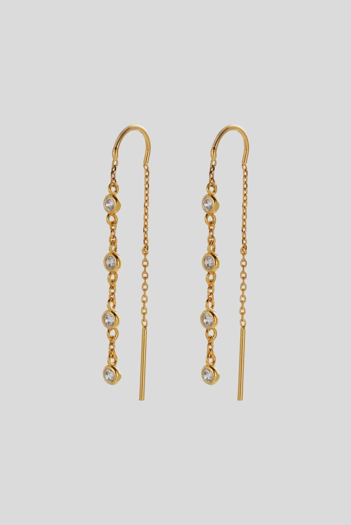 ZAFINO Adele Thread Gold chain earrings with small gemstones 7867