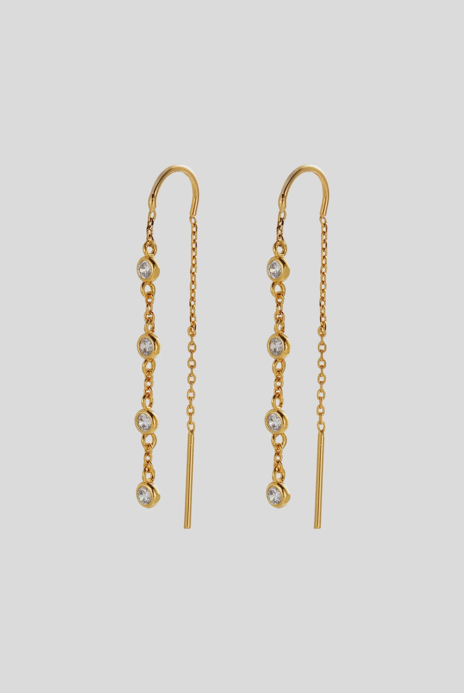 ZAFINO Adele Thread Gold chain earrings with small gemstones 7867
