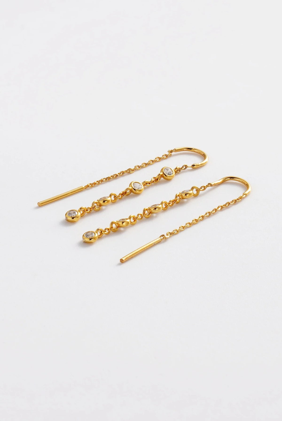 ZAFINO Adele Thread Gold chain earrings with small gemstones 7867