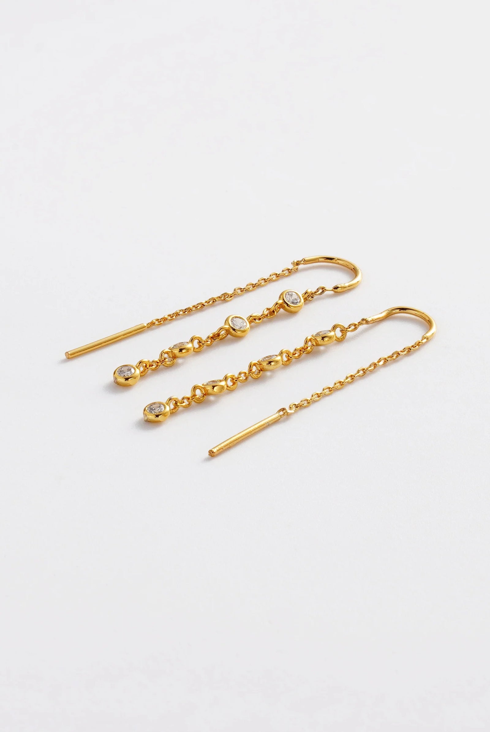 ZAFINO Adele Thread Gold chain earrings with small gemstones 7867