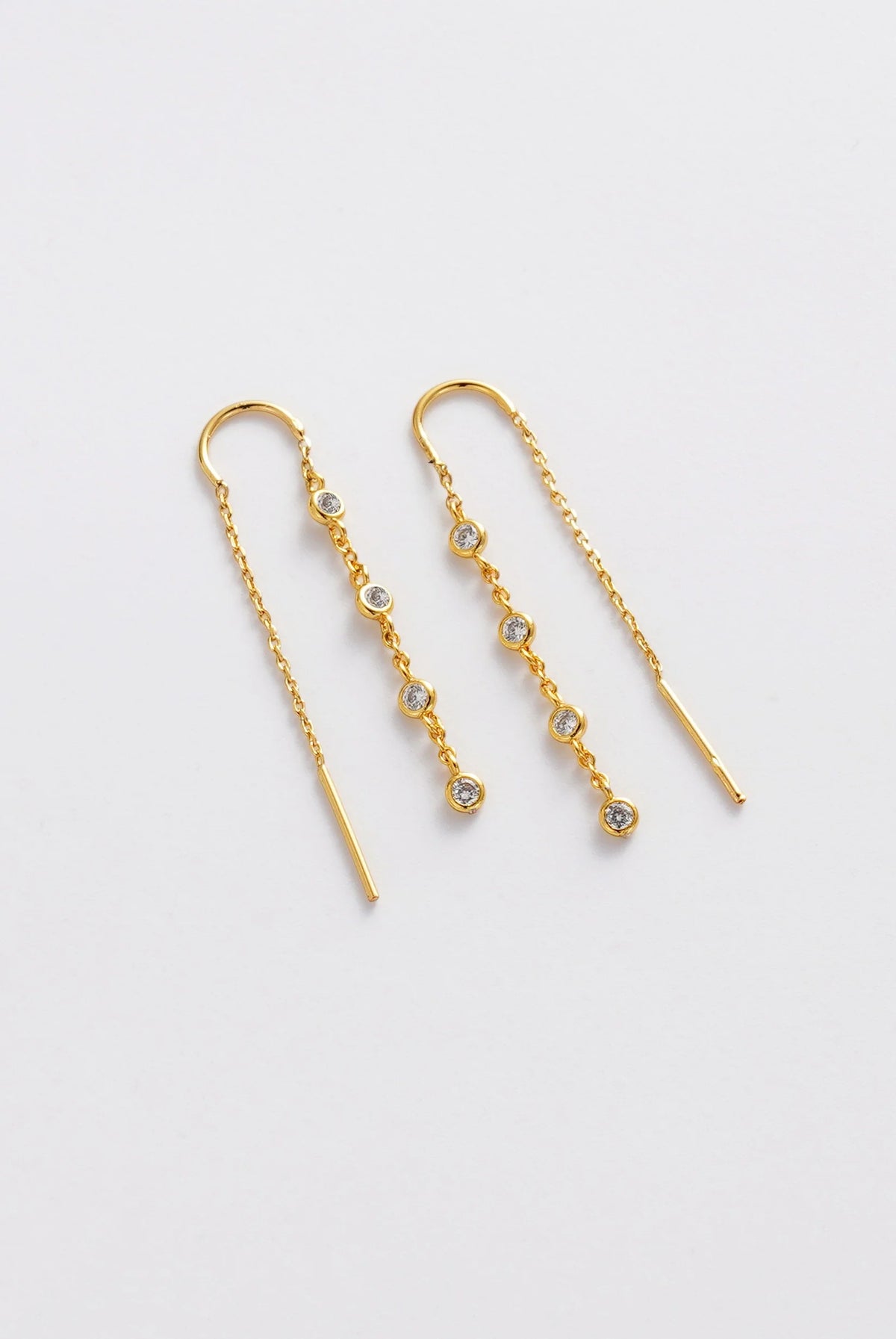 ZAFINO Adele Thread Gold chain earrings with small gemstones 7867