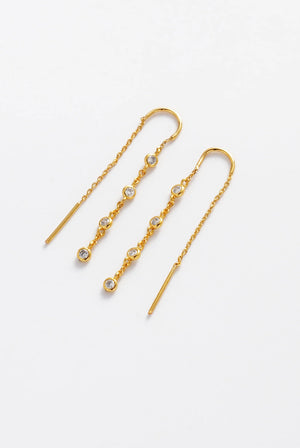 ZAFINO Adele Thread Gold chain earrings with small gemstones 7867