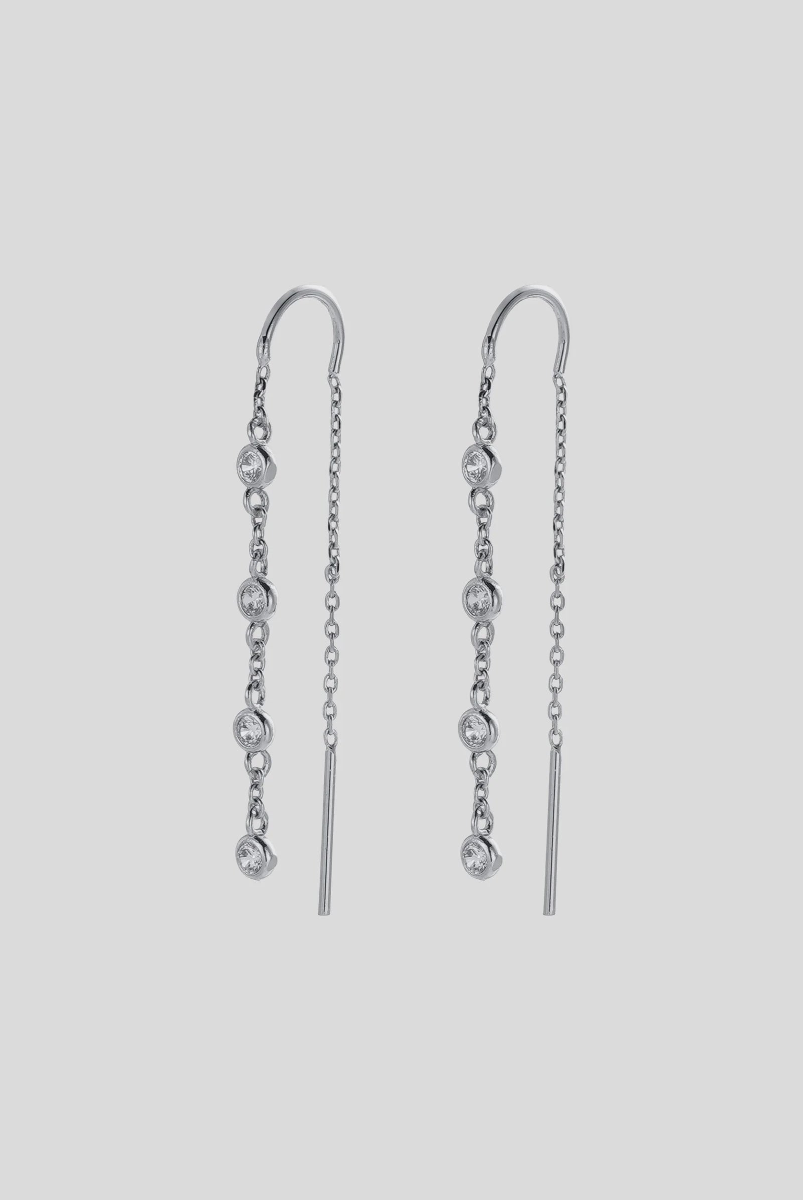 ZAFINO Adele Thread - Silver 7868 Pair of silver chain earrings