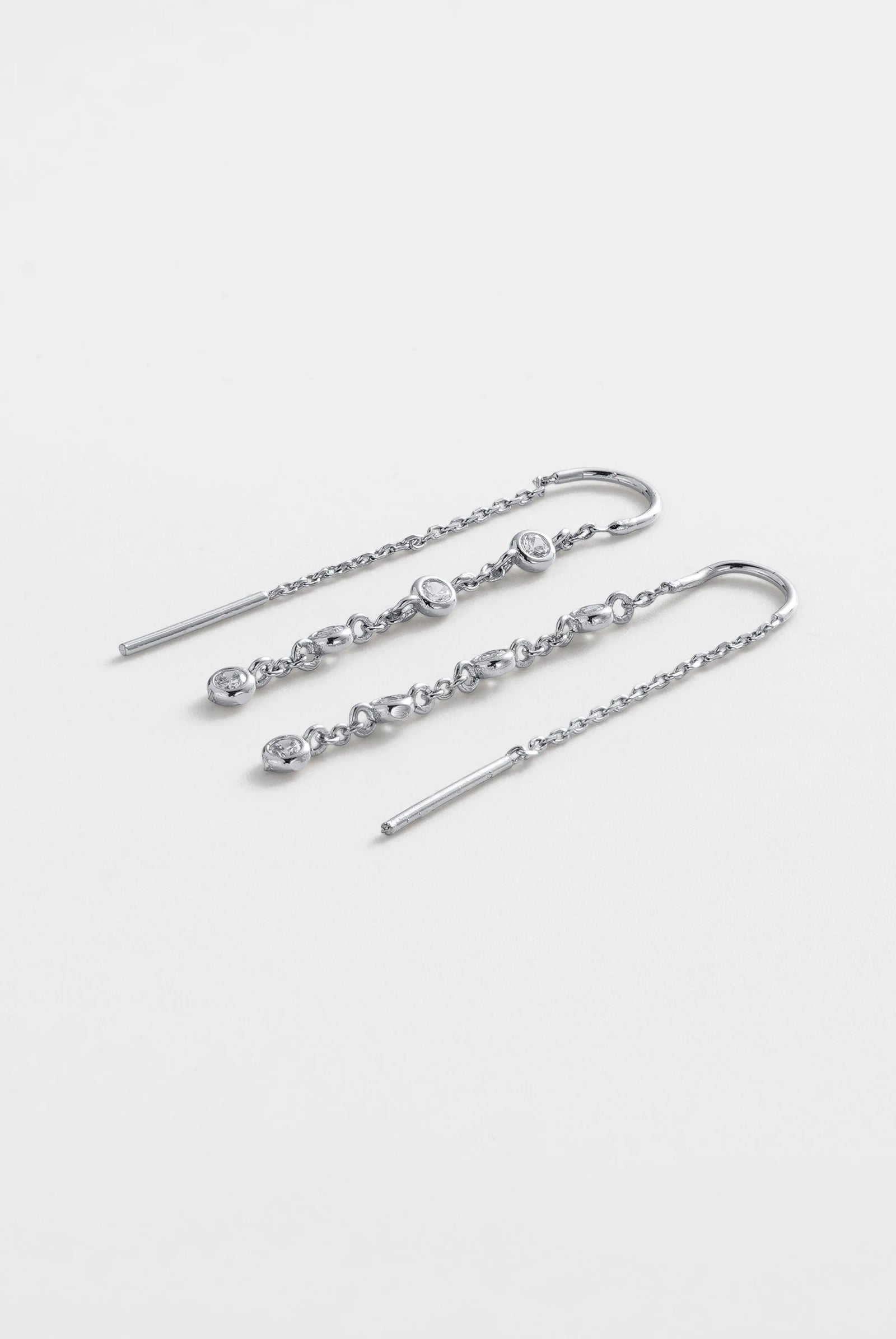 ZAFINO Adele Thread - Silver 7868 Pair of silver chain earrings