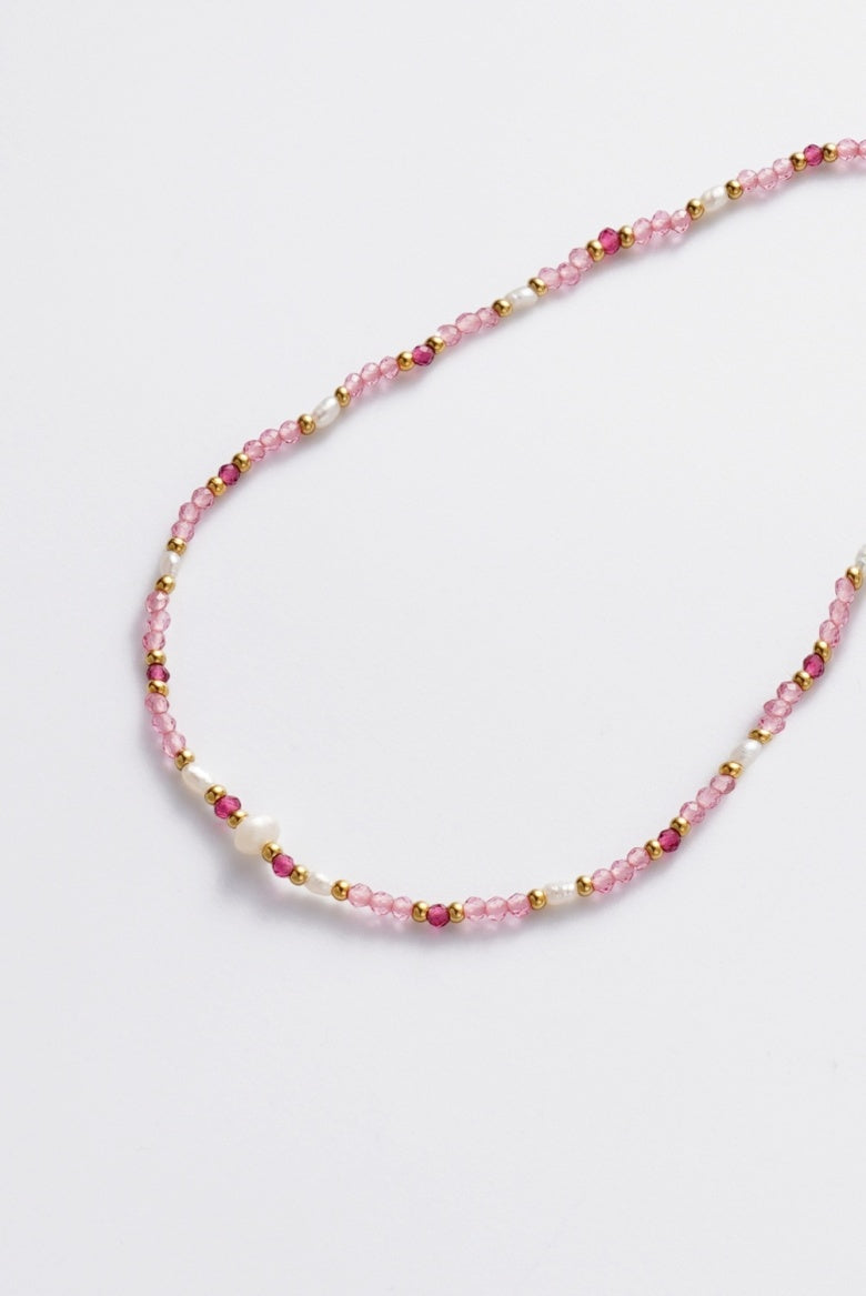 ZAFINO 8086 Monique Necklace - Pink Necklace with pink beads