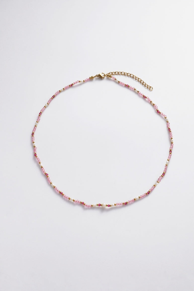 ZAFINO 8086 Monique Necklace - Pink Necklace with pink beads