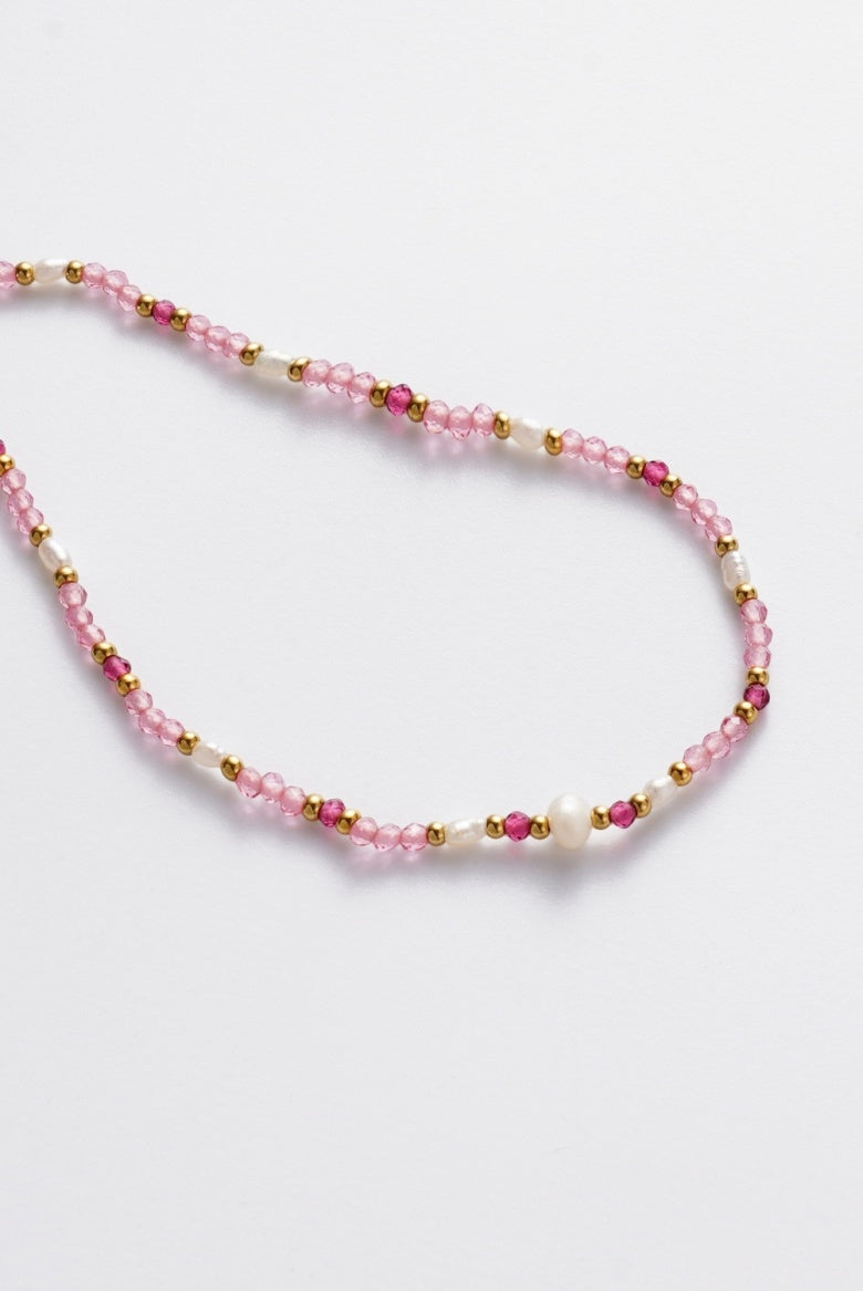 ZAFINO 8086 Monique Necklace - Pink Necklace with pink beads