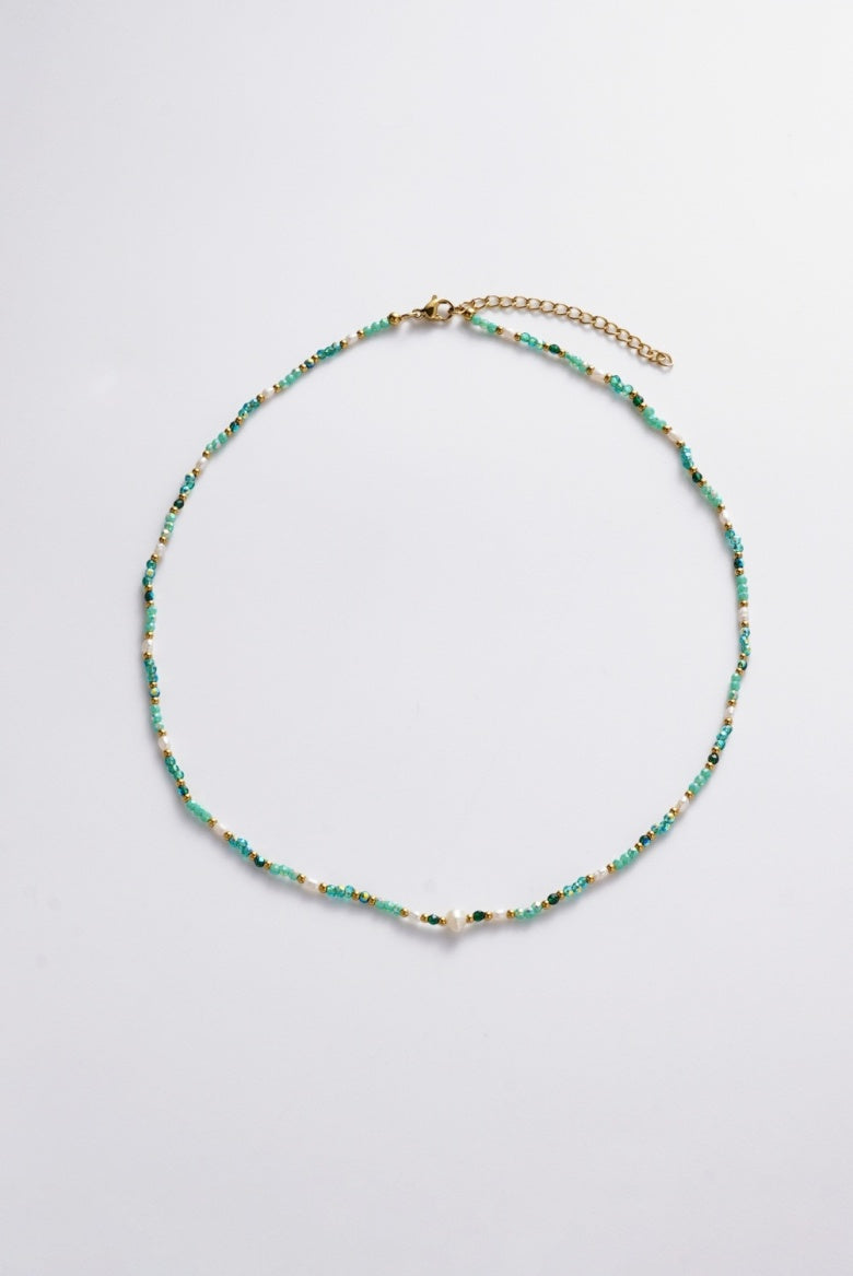 ZAFINO 8087 Monique Necklace - Jade Necklace with turquoise and gold beads
