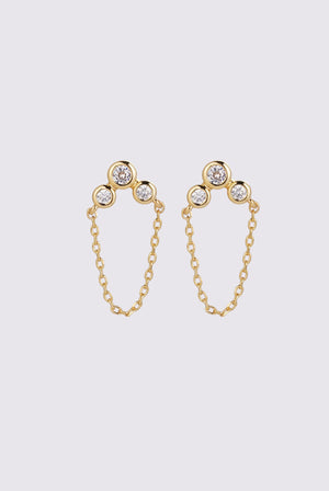 ZAFINO Tia Stud Gold chain earrings with clear gemstones