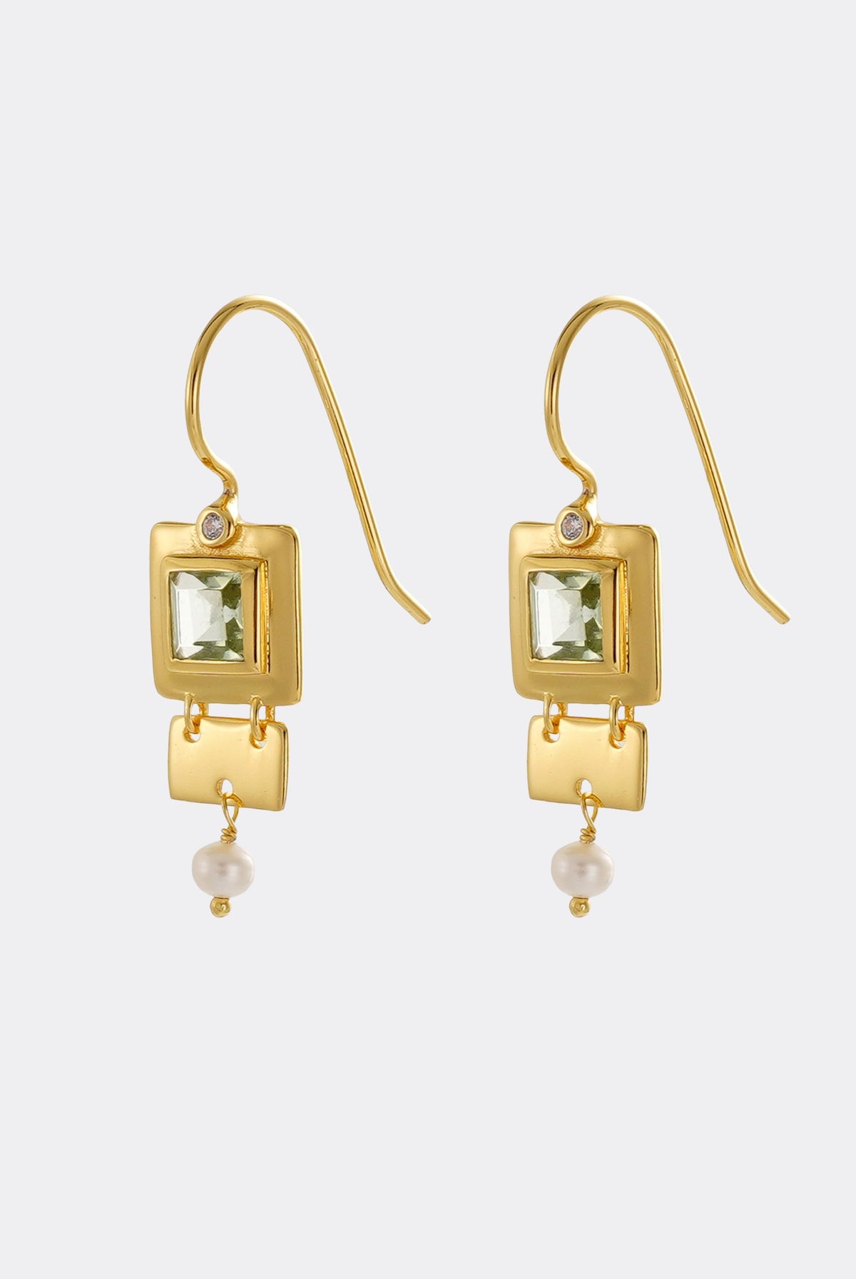 Tania Earring- Green Amethyst - Gold