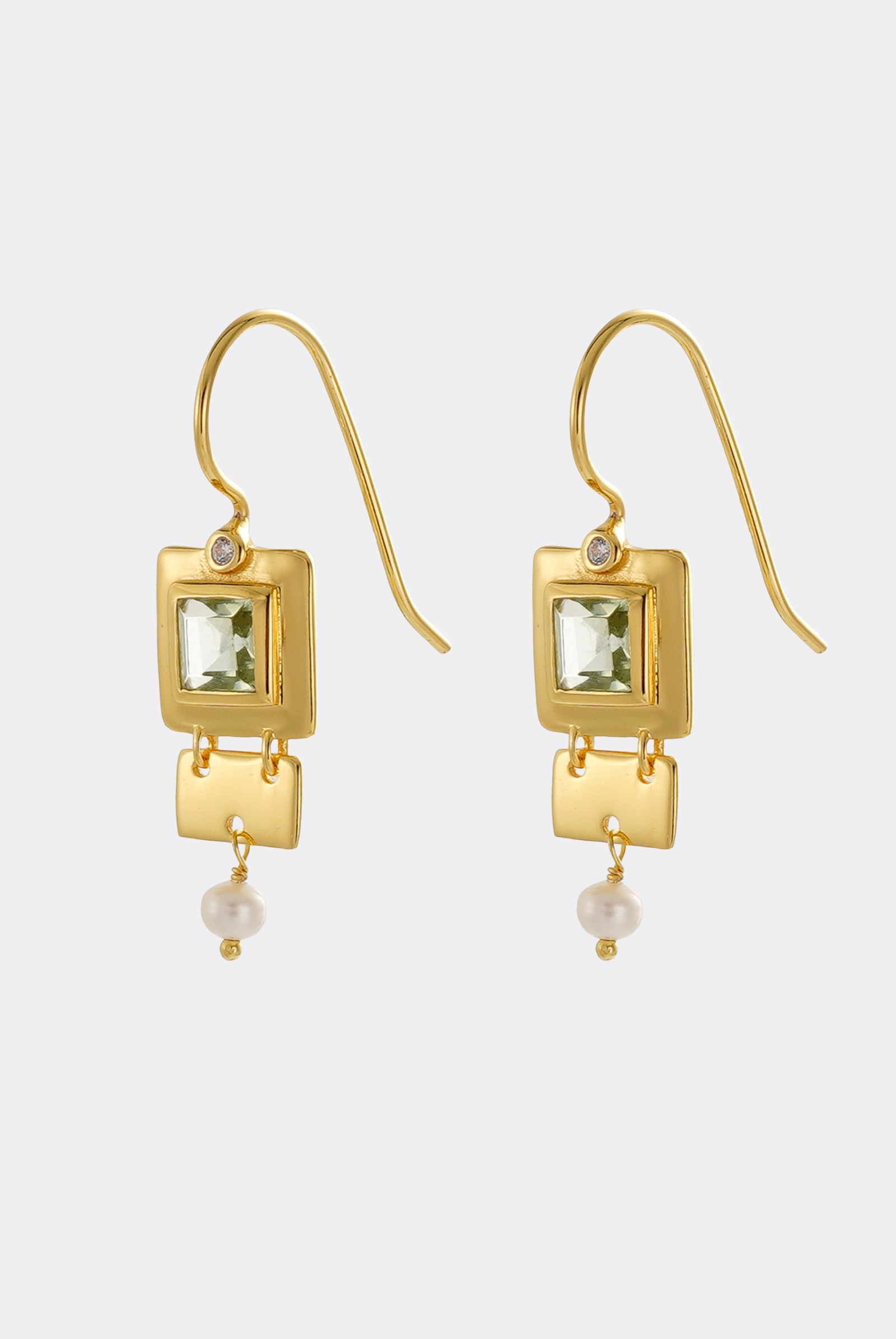 Tania Earring- Green Amethyst - Gold