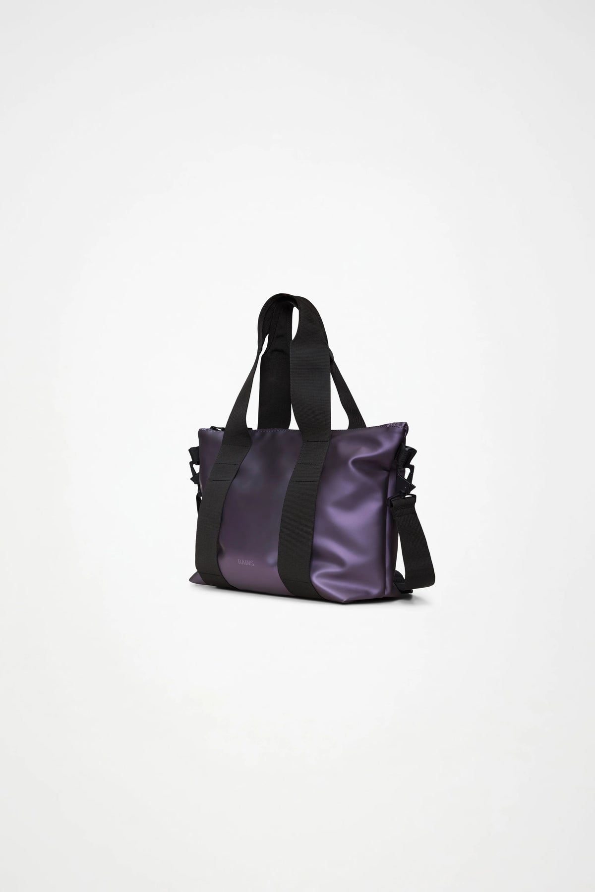 RAINS Tote Bag Micro Purple duffel bag with black straps
