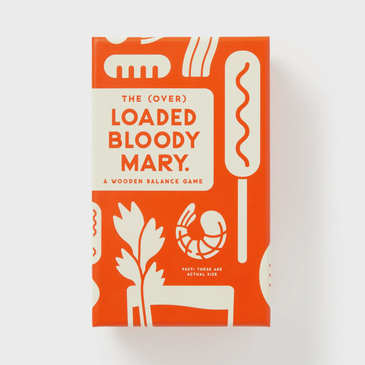 Brass Monkey (Over) Loaded Bloody Mary Balance Game Orange box of 'The Loaded Bloody Mary' wooden