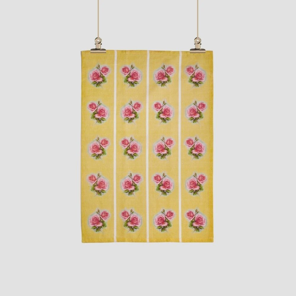 Tea Towel - Vintage Rose Zesty Yellow