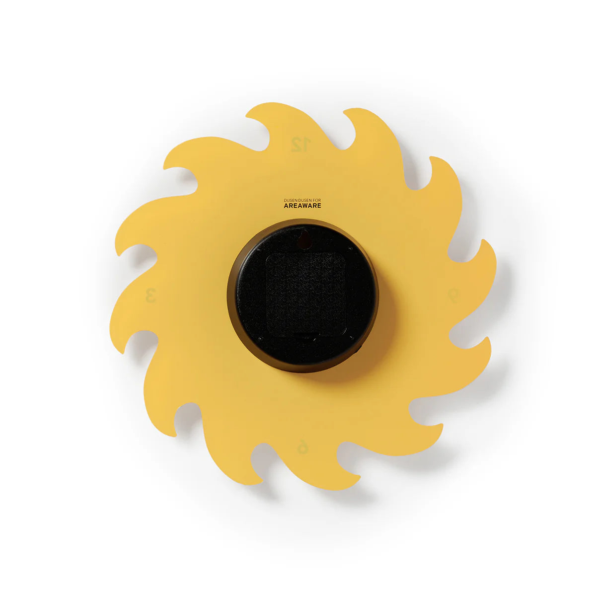 AREAWARE Dusen Dusen Everybody Clock Yellow Sun-shaped clock with a smiley face