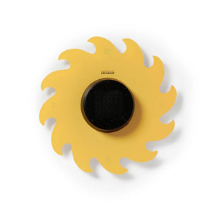 AREAWARE Dusen Dusen Everybody Clock Yellow Sun-shaped clock with a smiley face