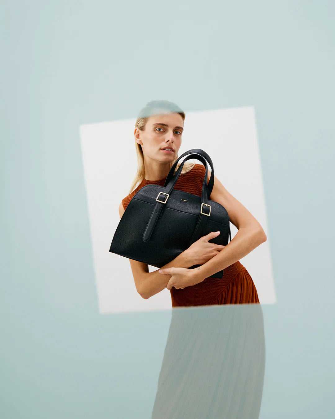 Saben Adler Shoulder Bag - Black Pebble Leather