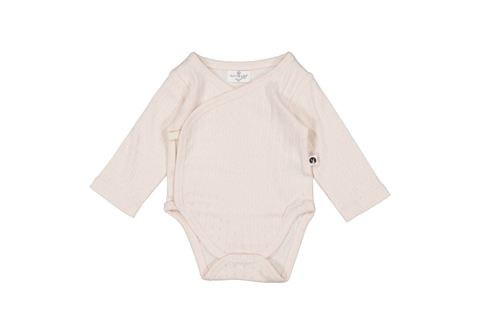 Burrow & Be Almond Blush Pointelle Long sleeve Kimono Bodysuit