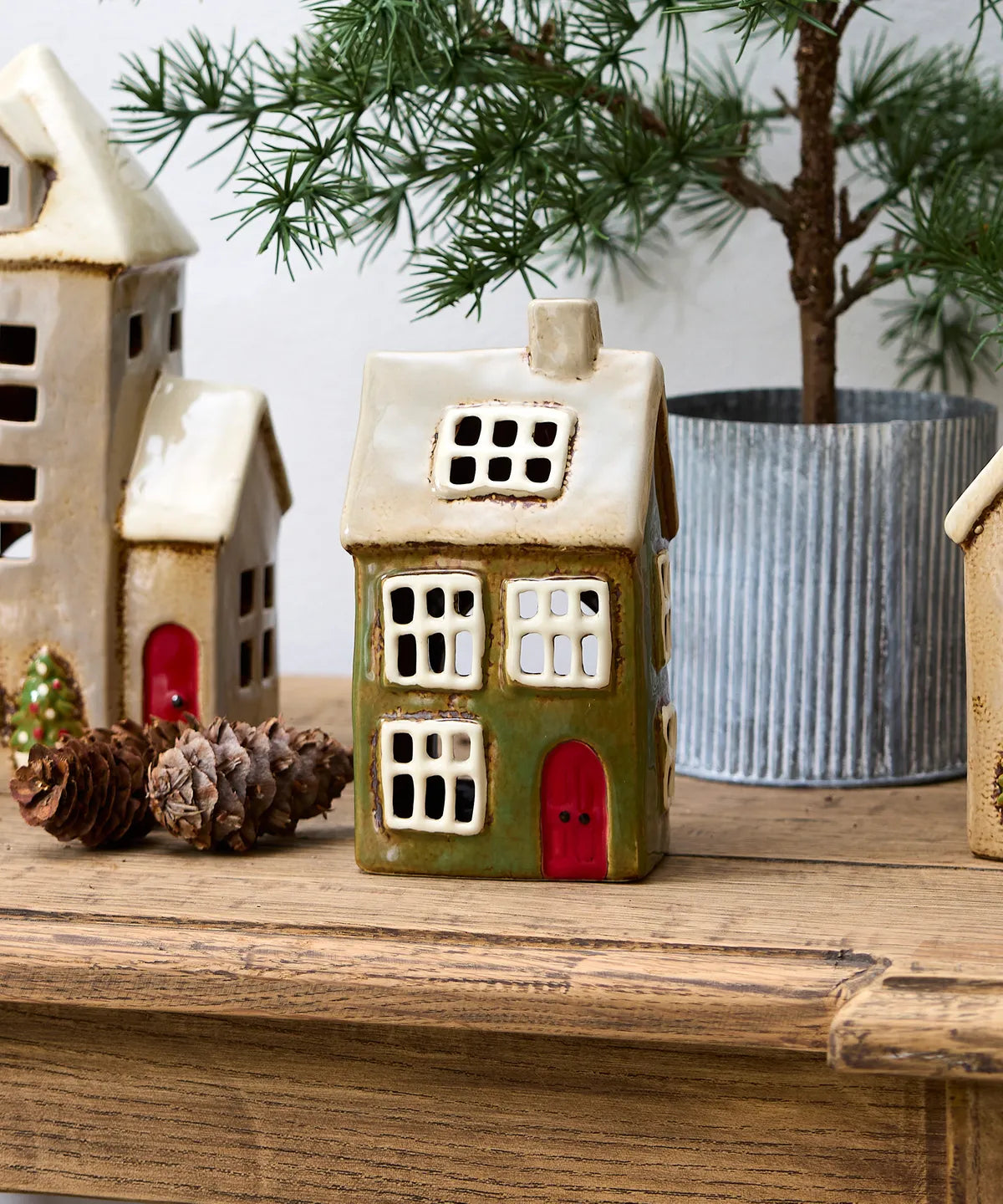 French Country Collection Alsace Tea Light House Christmas Green