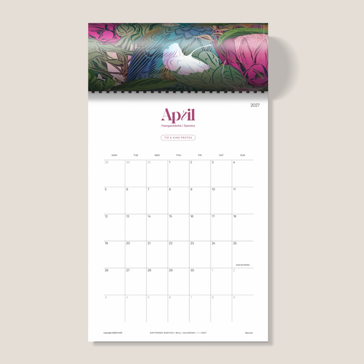 FLOX NZ Antipodes 2027 Calendar