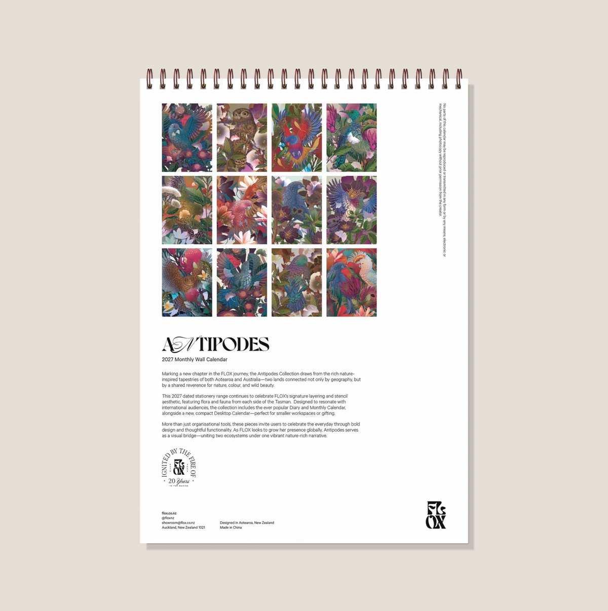 FLOX NZ Antipodes 2027 Calendar